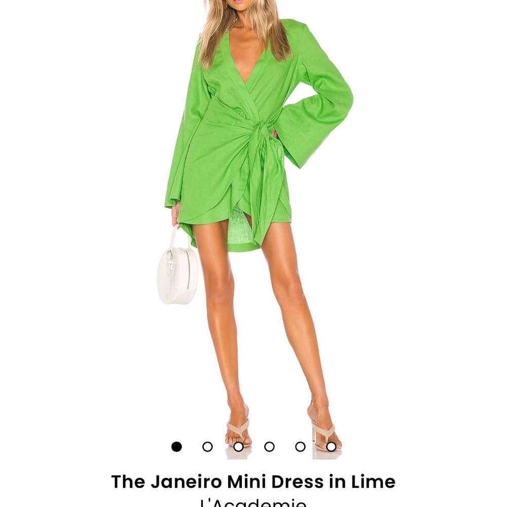 L'Academie Green Wrap Mini Dress